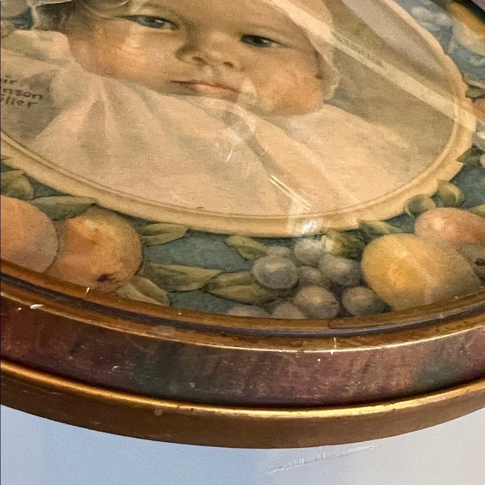 Vintage Gold Framed Baby Portrait Wall Art By Annie Benson Muller 11”